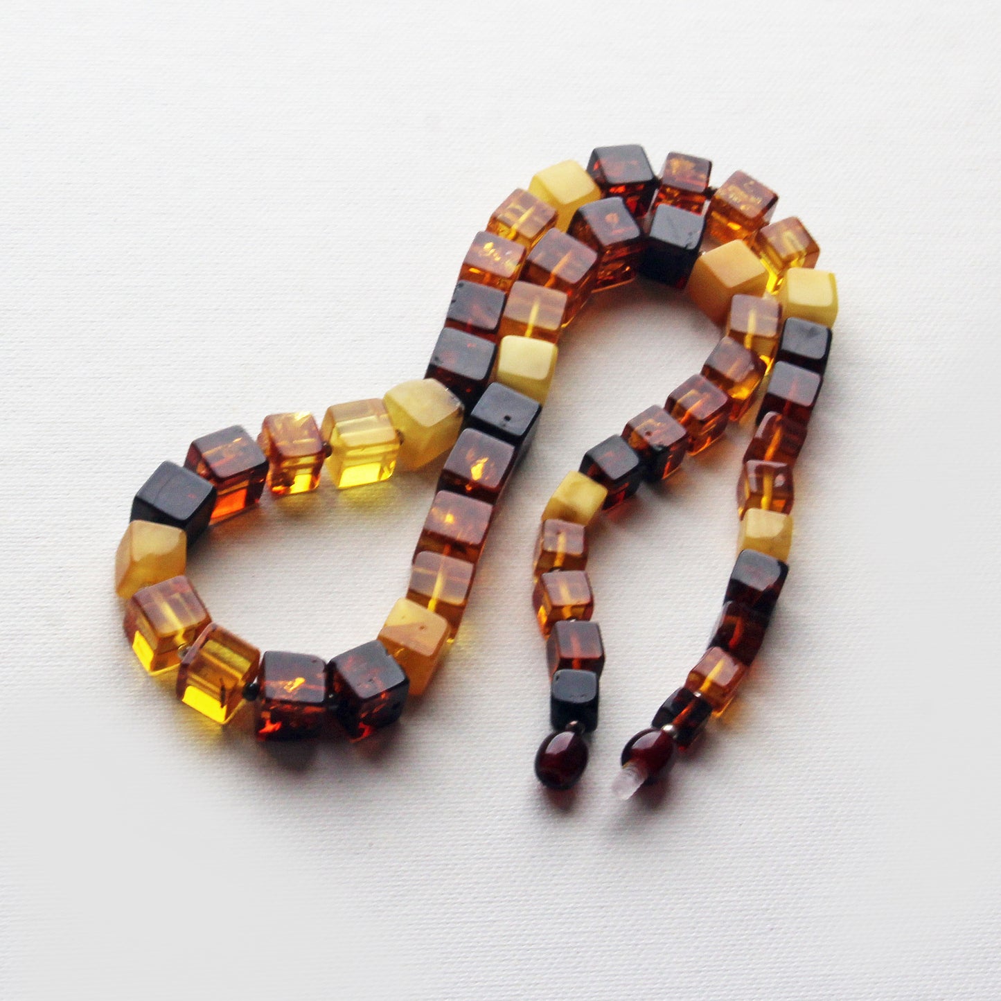 Baltic Amber Necklace, Gemstone Necklace, Amber Cubic Beads Necklace, Colorful Amber Stone Beads