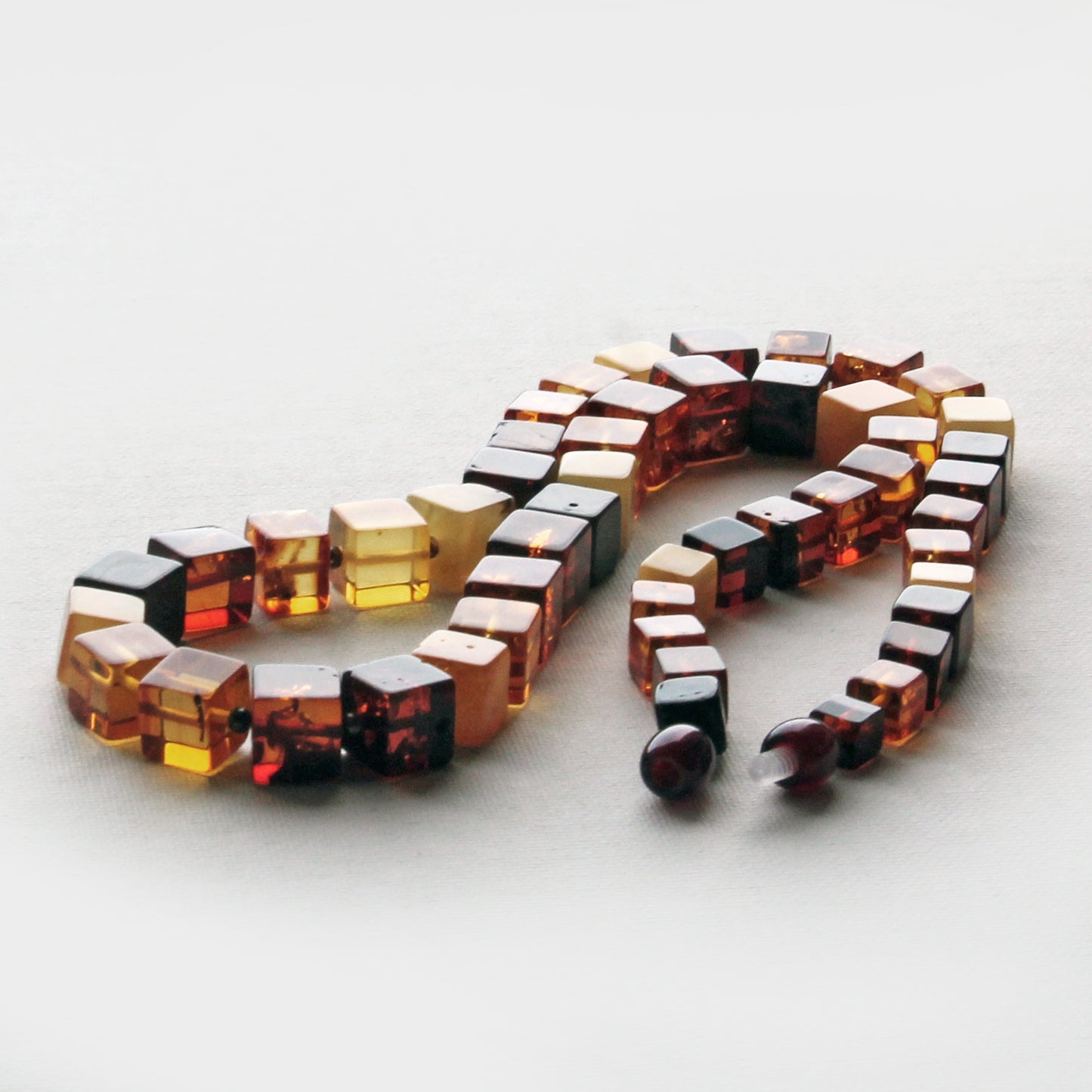 Baltic Amber Necklace, Gemstone Necklace, Amber Cubic Beads Necklace, Colorful Amber Stone Beads