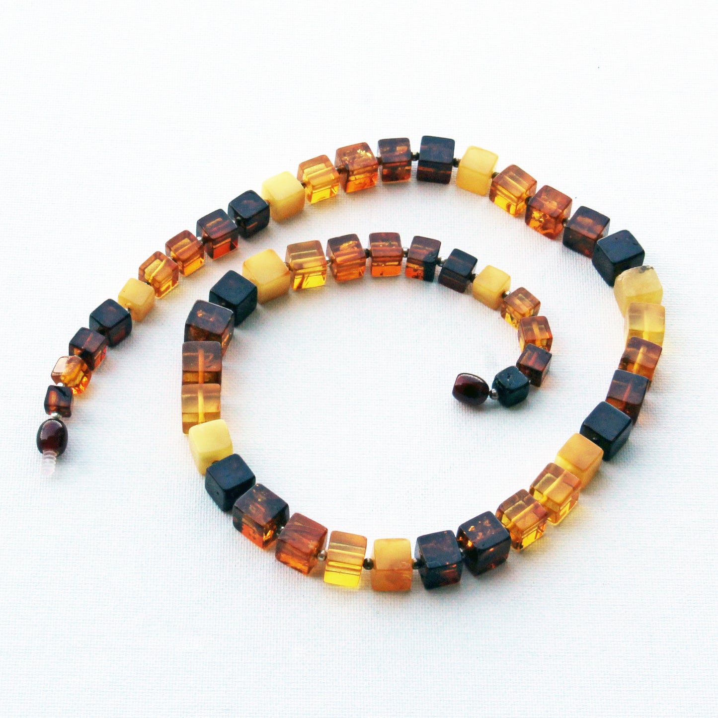 Baltic Amber Necklace, Gemstone Necklace, Amber Cubic Beads Necklace, Colorful Amber Stone Beads