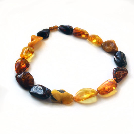 Baltic Amber Necklace, Multicolor Amber Stones Beads, Large Amber Necklace