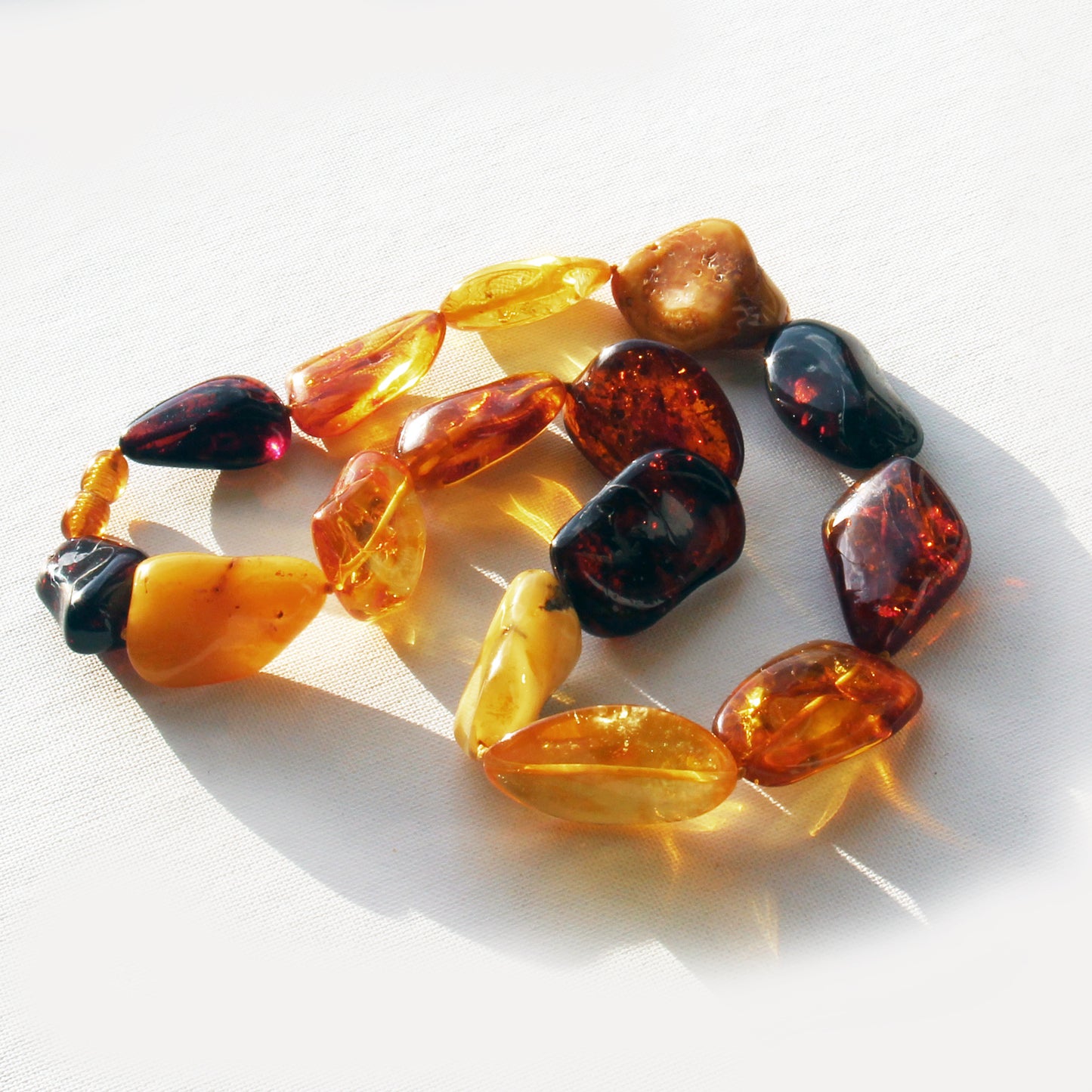 Baltic Amber Necklace, Multicolor Amber Stones Beads, Large Amber Necklace