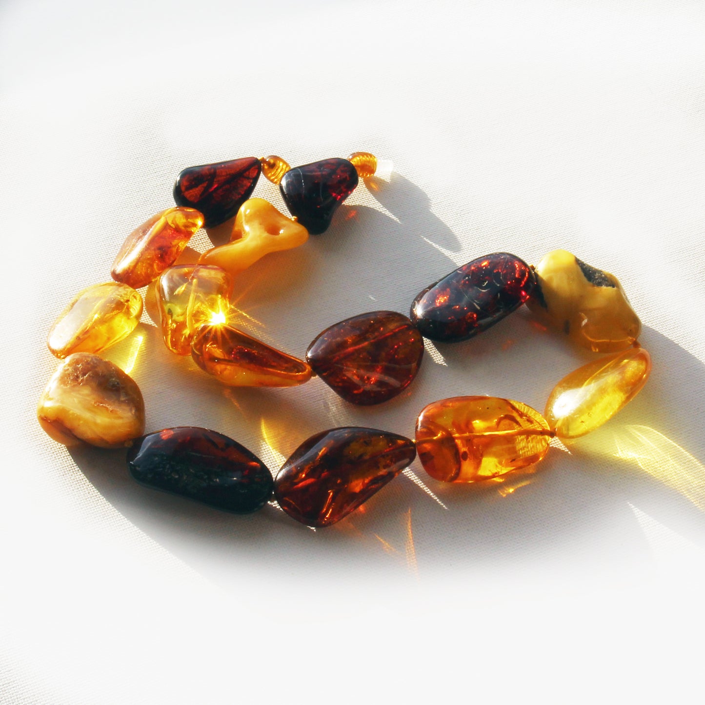 Baltic Amber Necklace, Multicolor Amber Stones Beads, Large Amber Necklace