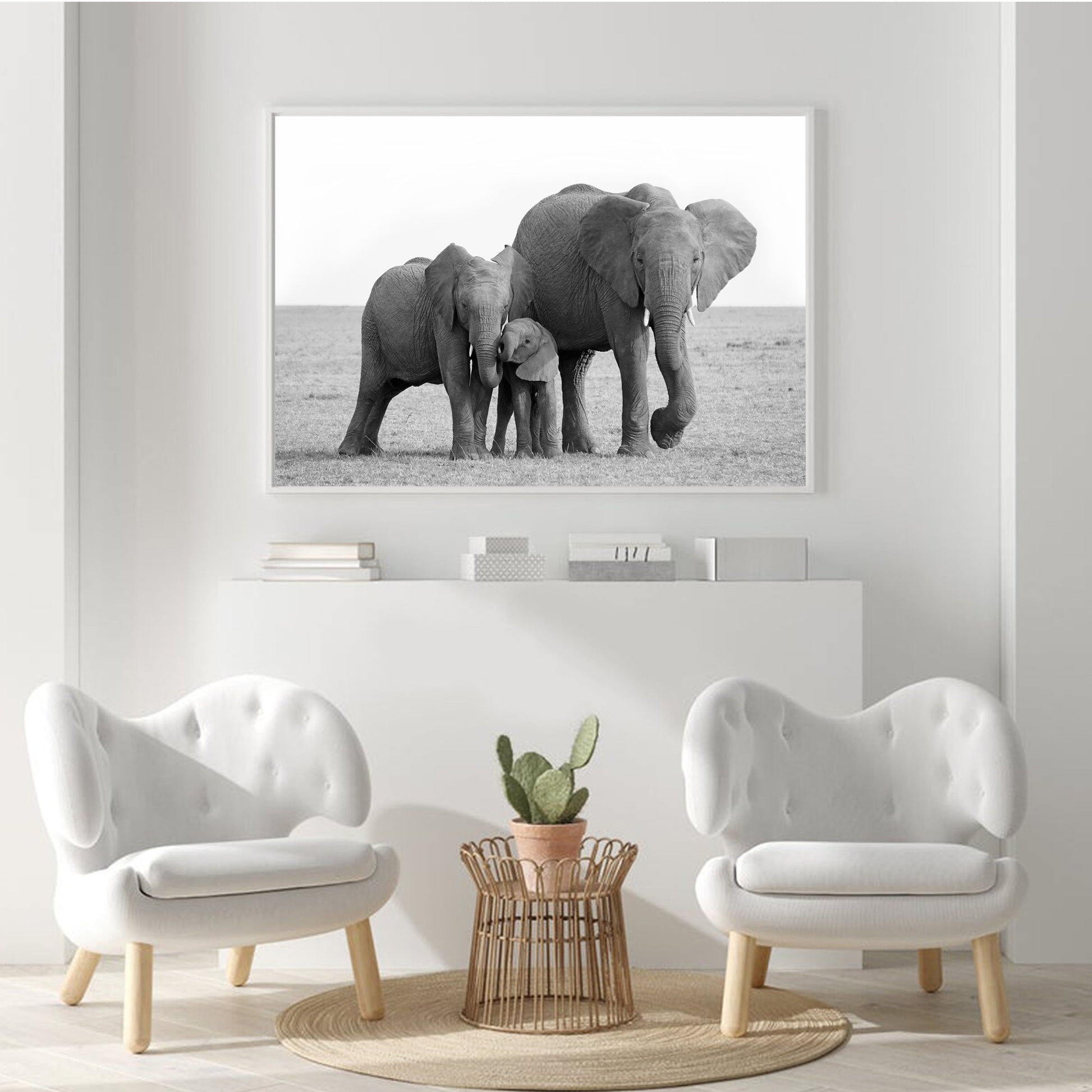 African elephant family print.