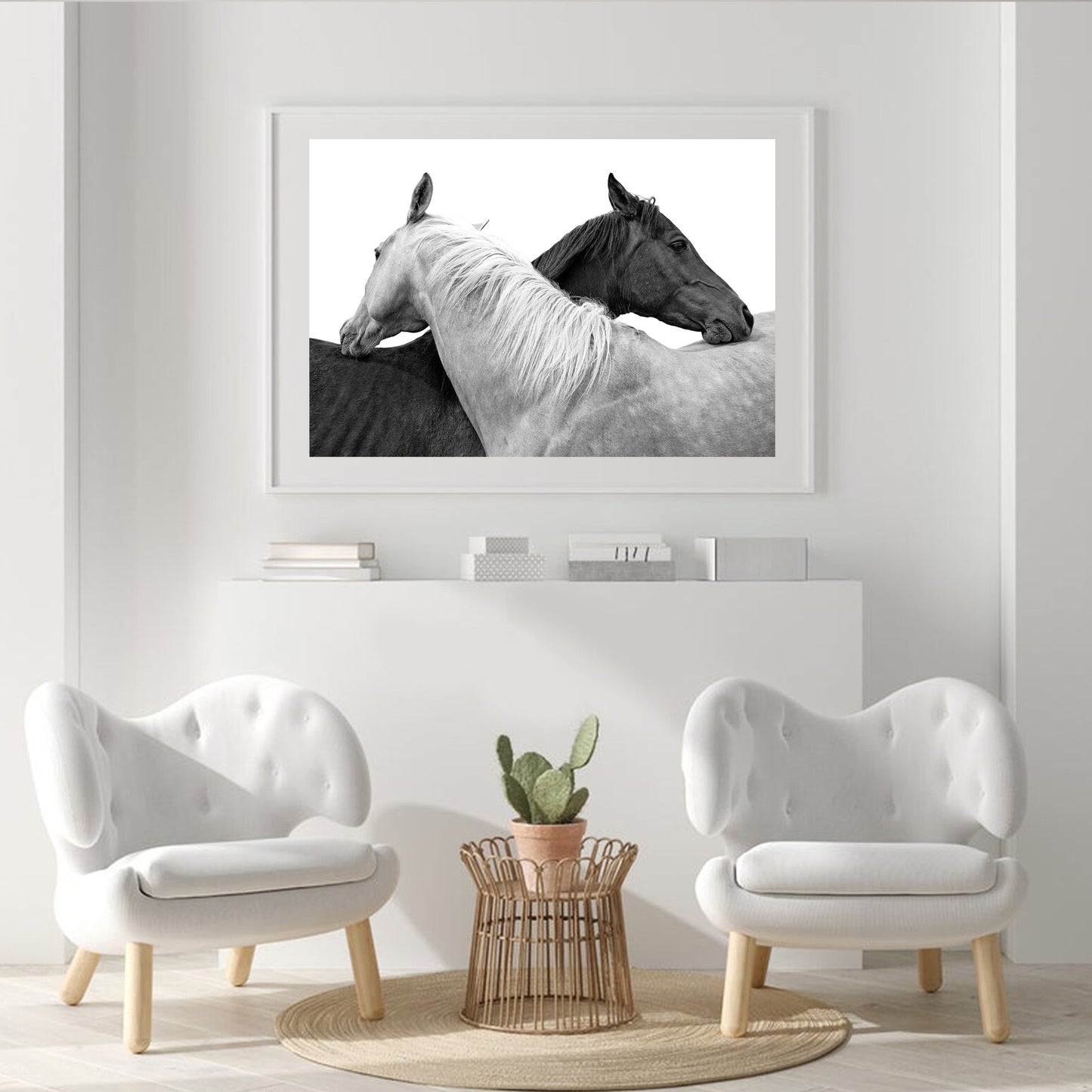 Two Horse Print on Canvas | Equestrian Wall Art for Farmhouse Decor