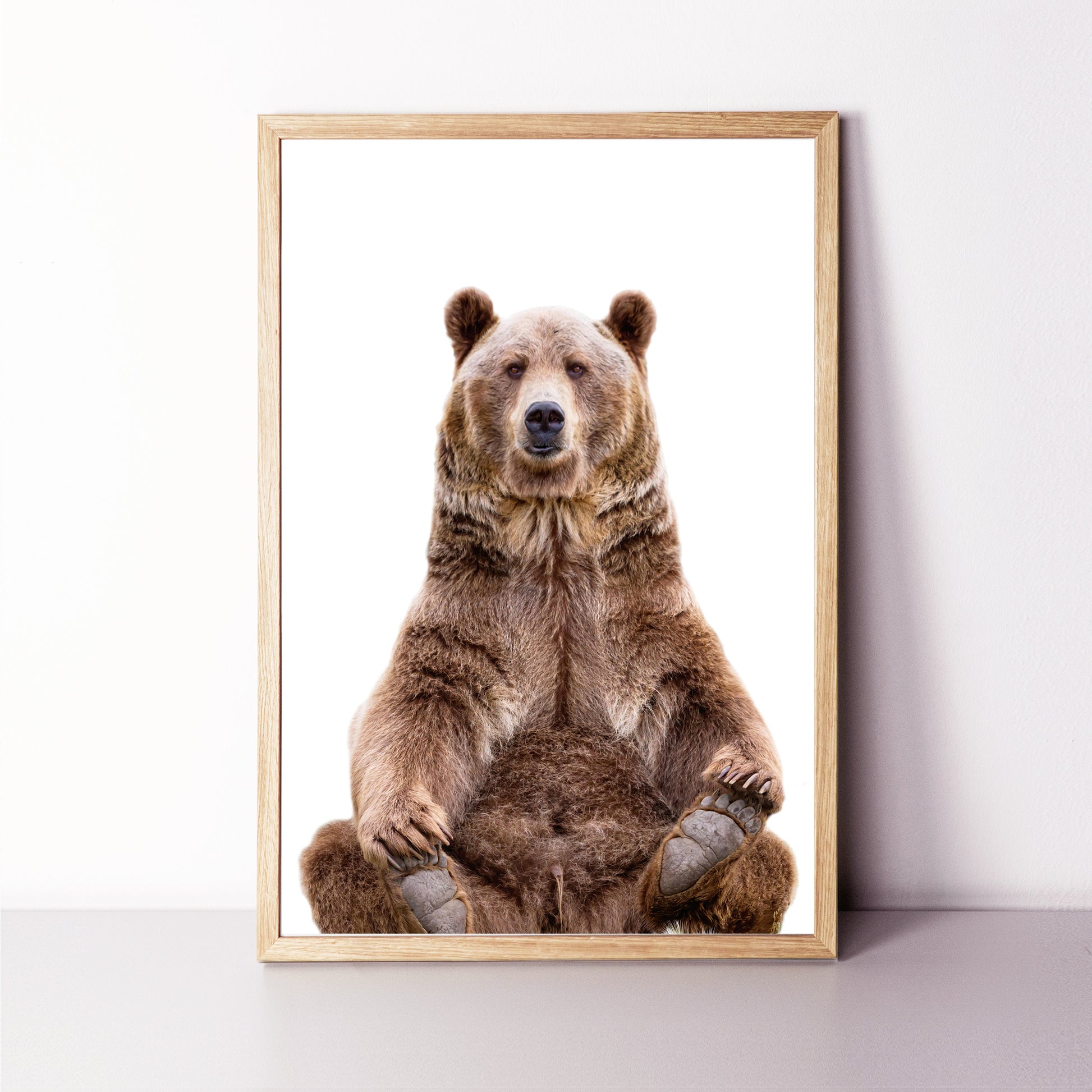 Sitting grizzly bear colorful print.