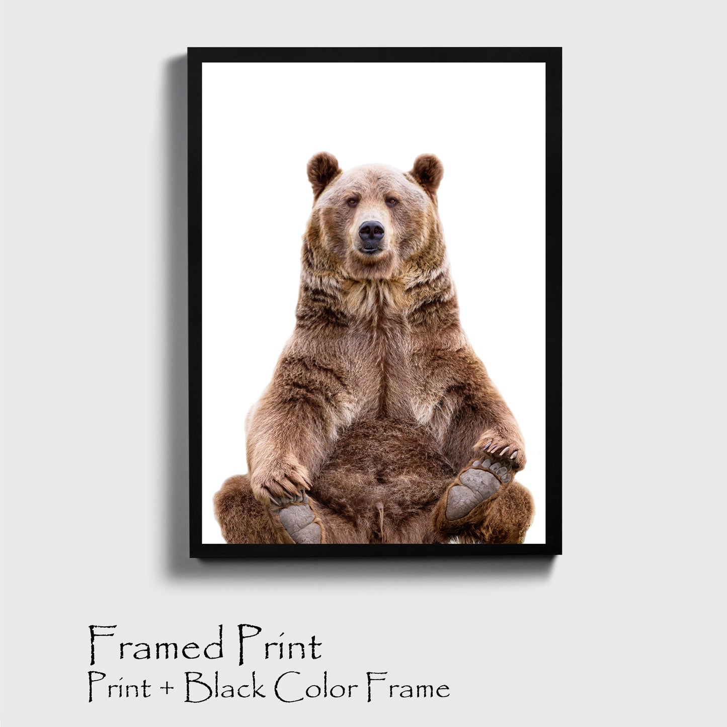 Sitting bear with black color frame, sample.