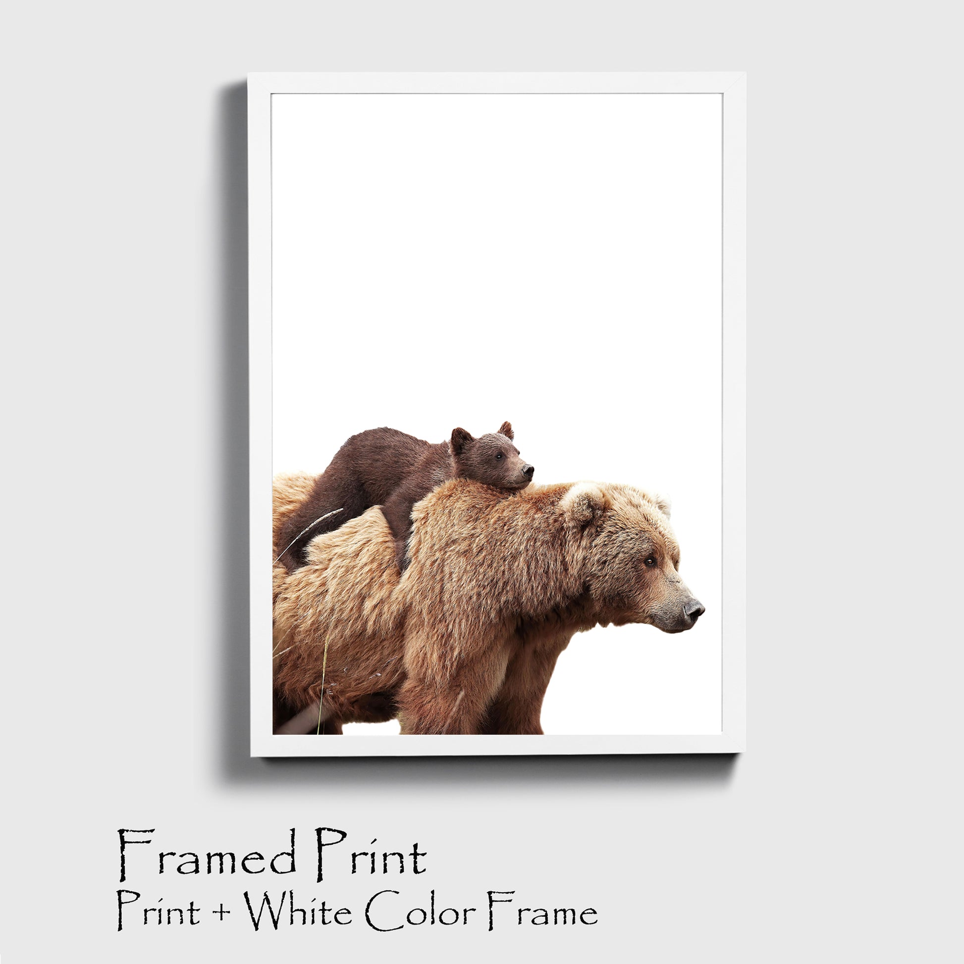 Two bears print in white color frame.