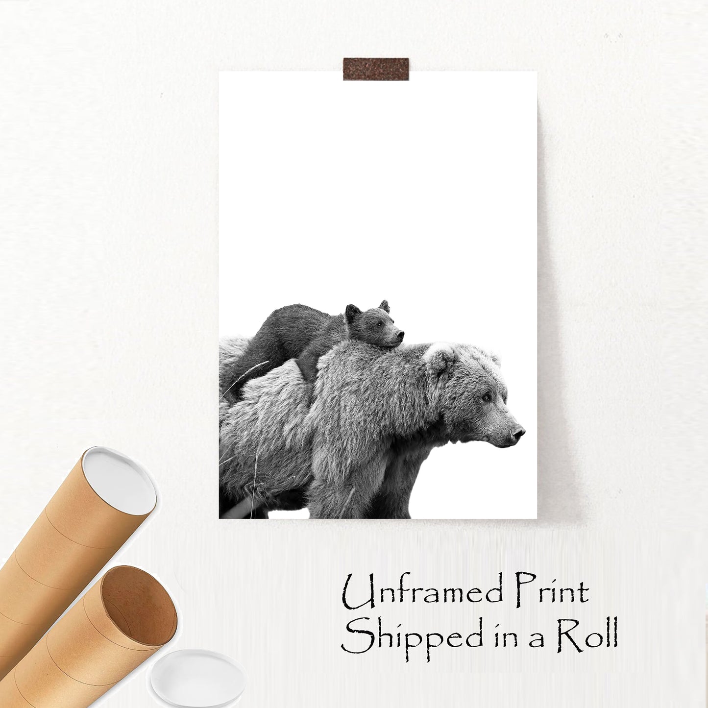 Two bears unframed print in roll.