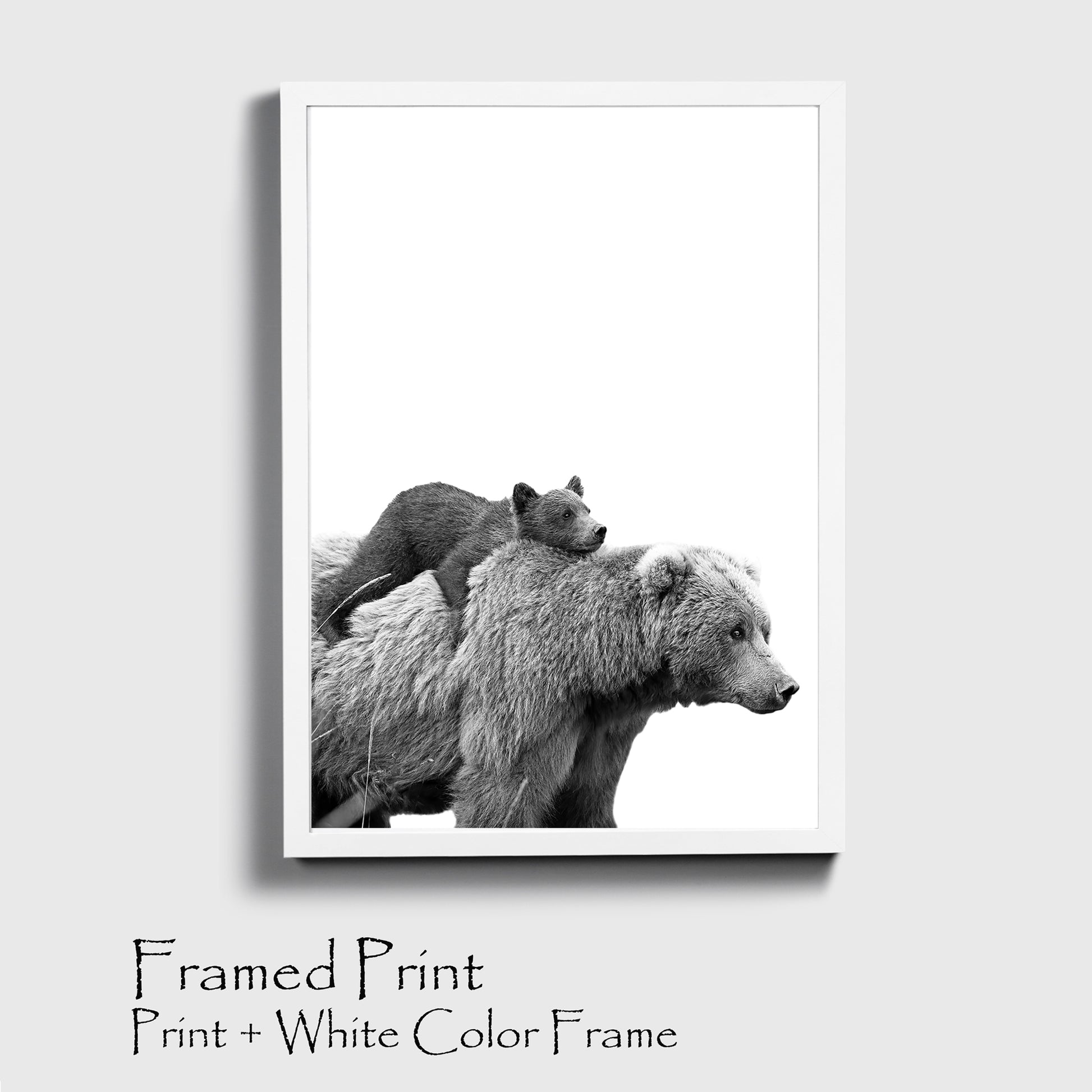 Two bears print in white color frame.