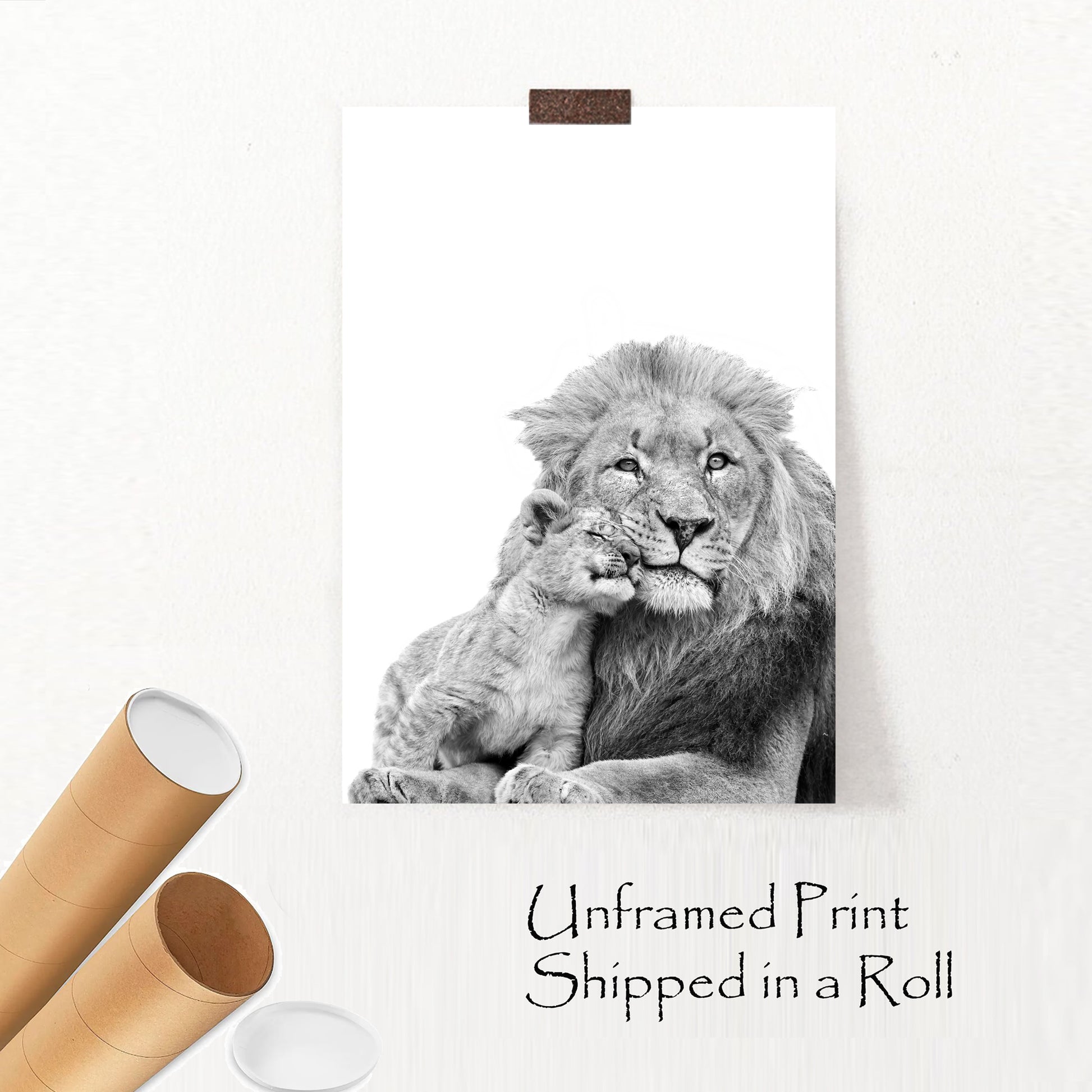 Two lions unframed print.