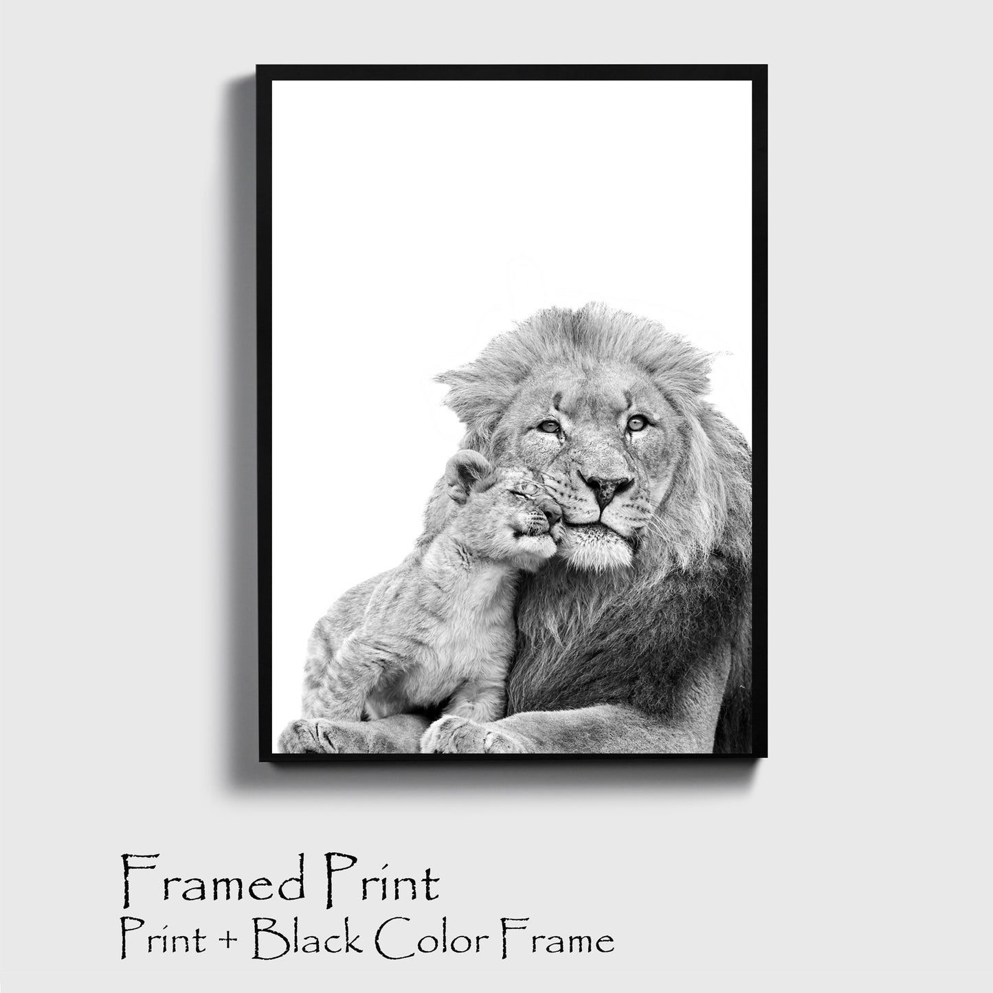 Two lions print in black color frame.