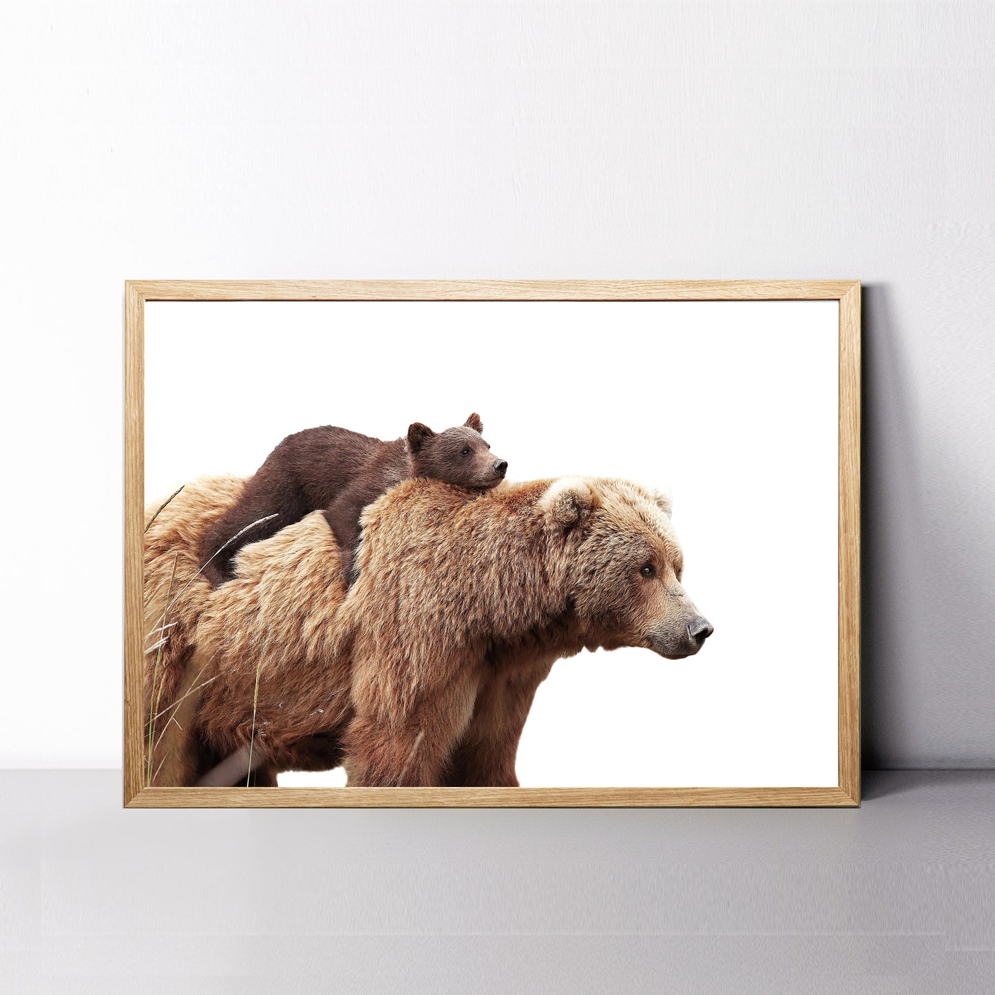 Bear with cub colorful print.