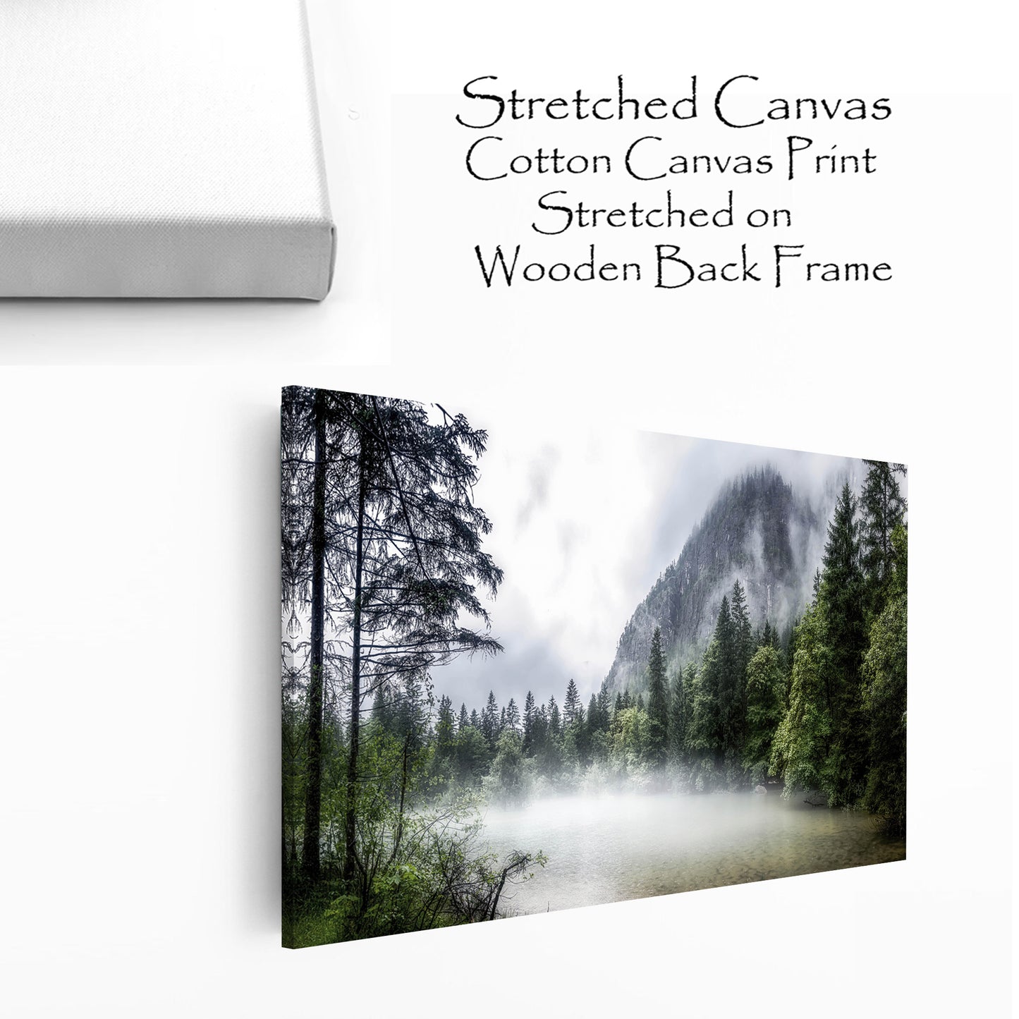 Austria Mountain Lake Wall Art | Pine Tree Forest in the Morning Fog