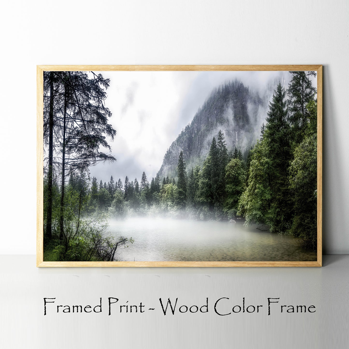 Austria Mountain Lake Wall Art | Pine Tree Forest in the Morning Fog