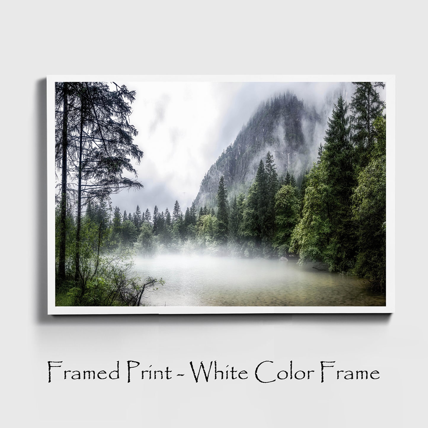 Austria Mountain Lake Wall Art | Pine Tree Forest in the Morning Fog