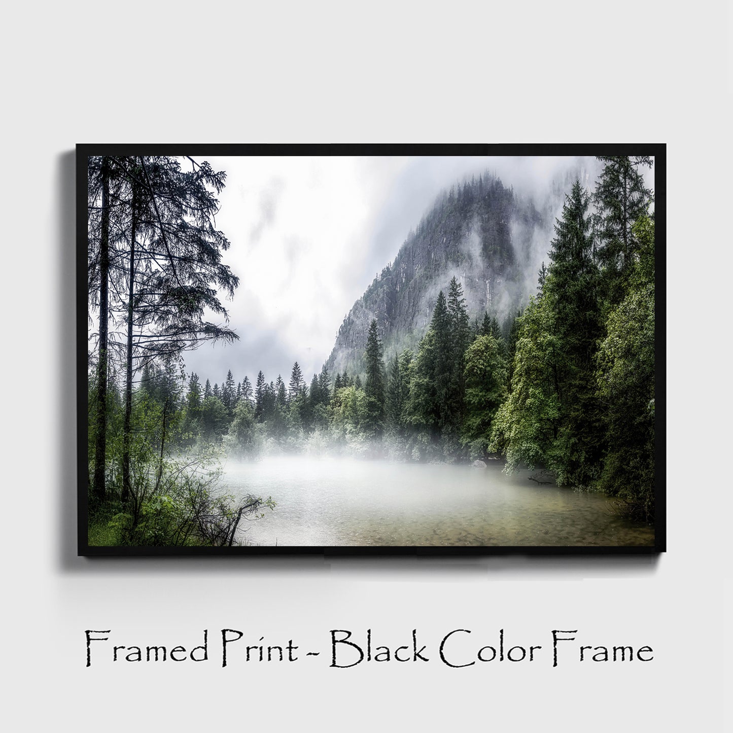 Austria Mountain Lake Wall Art | Pine Tree Forest in the Morning Fog