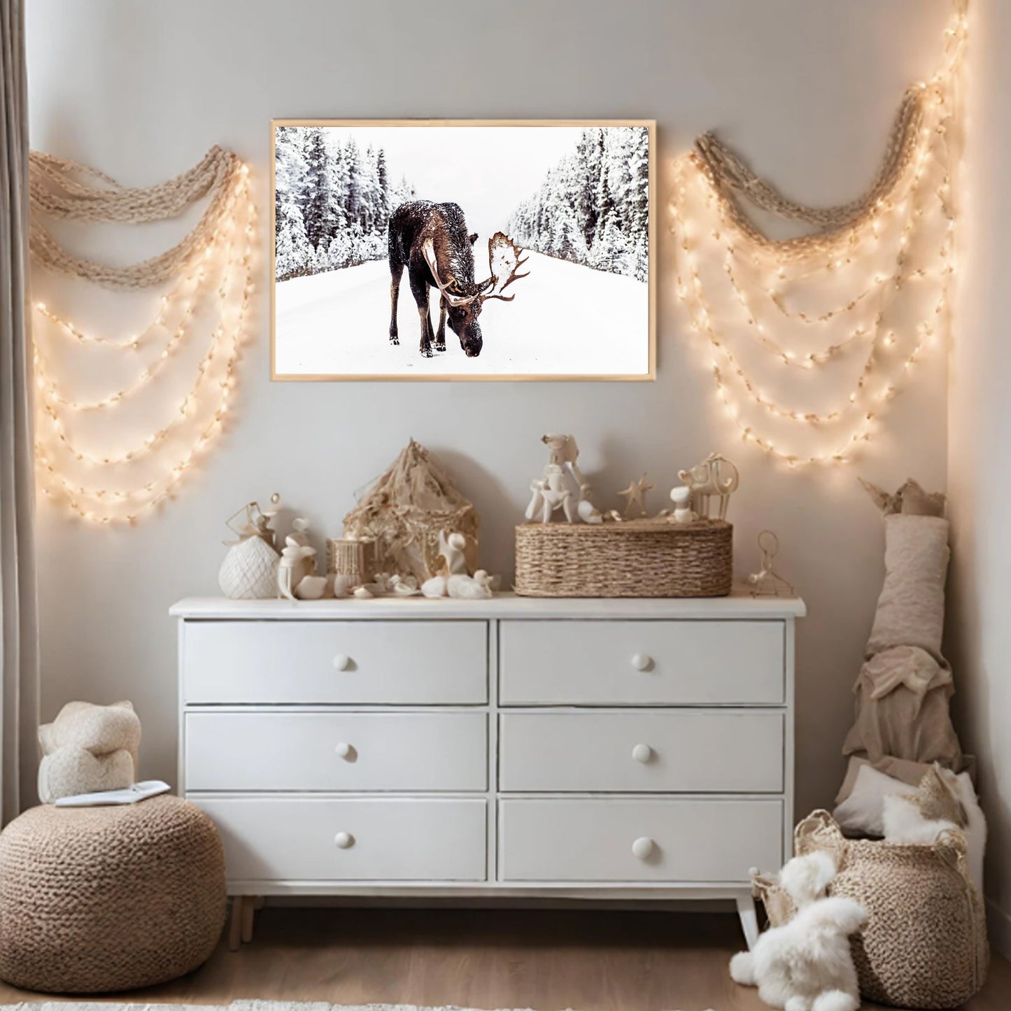 Christmas wall decor with elk.