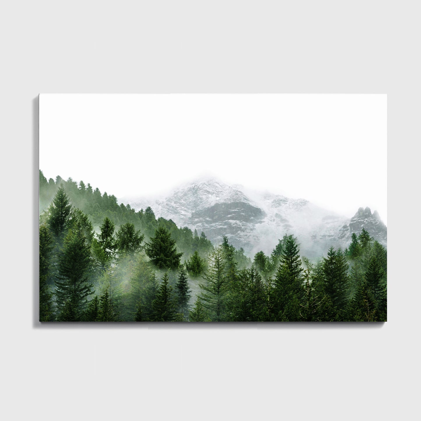 Misty Mountain Landscape Framed Print | Foggy Pine Forest Large Wall Art