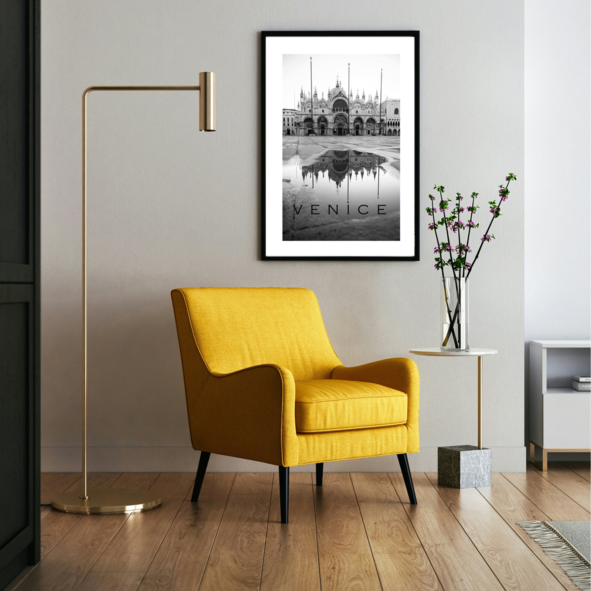 Venice poster in black color frame.