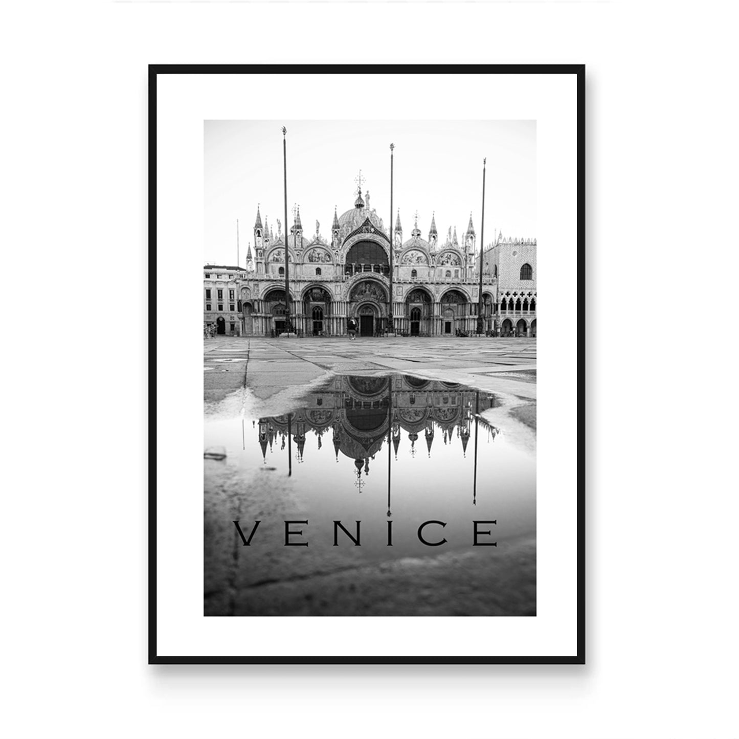 Venice St Mark's Square black white poster. 