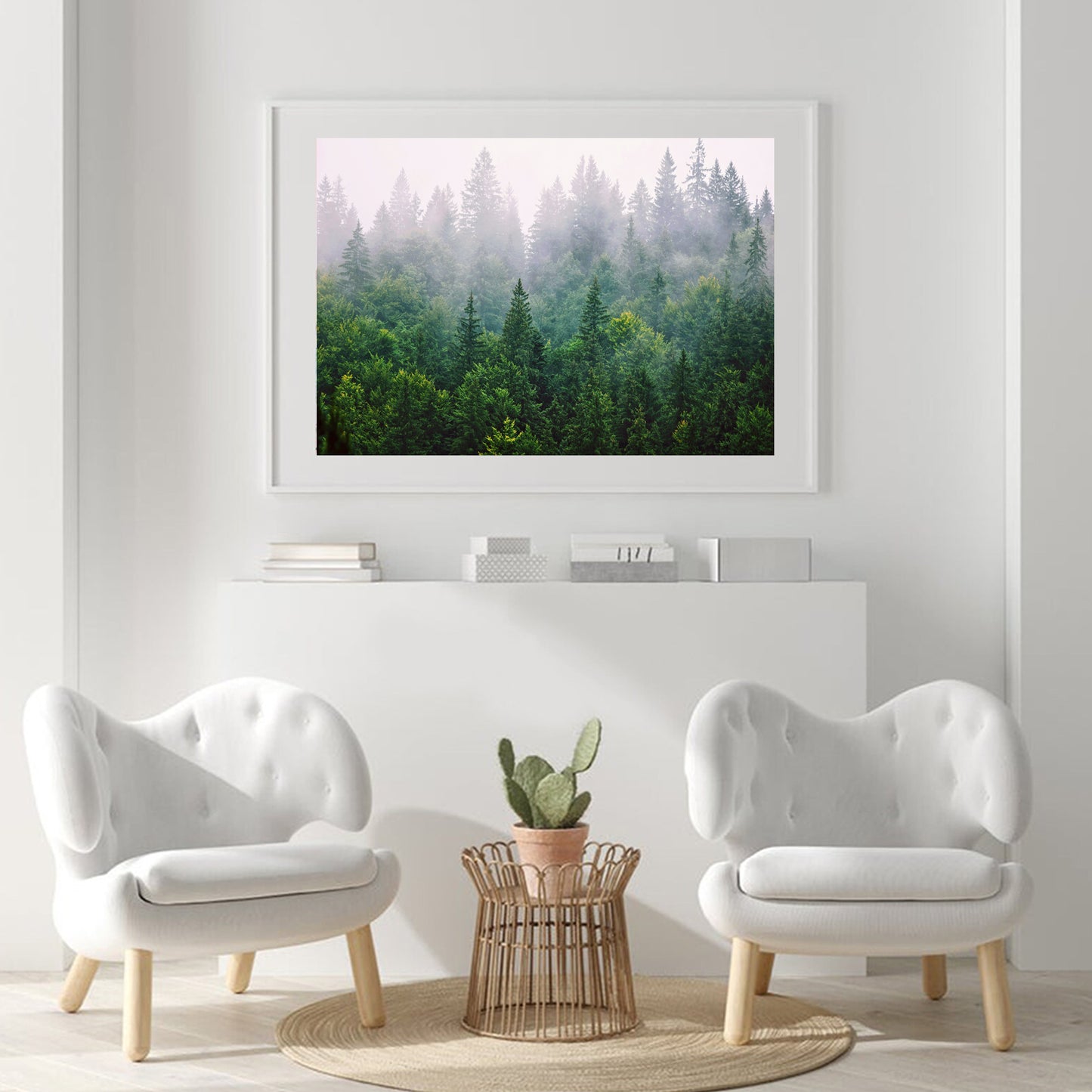 Foggy forest wall art.