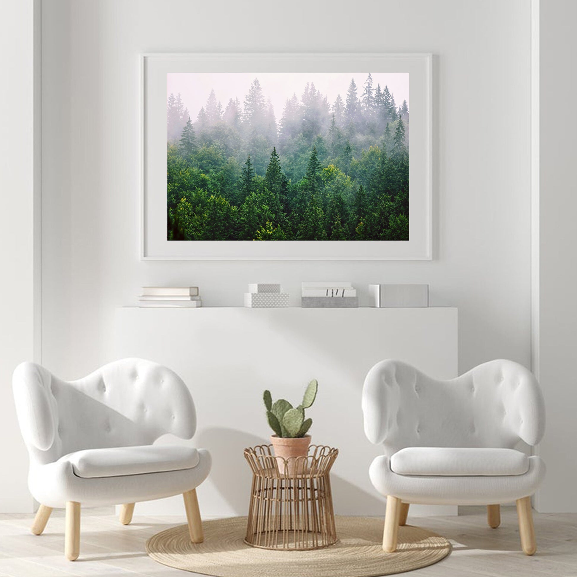 Foggy forest wall art.