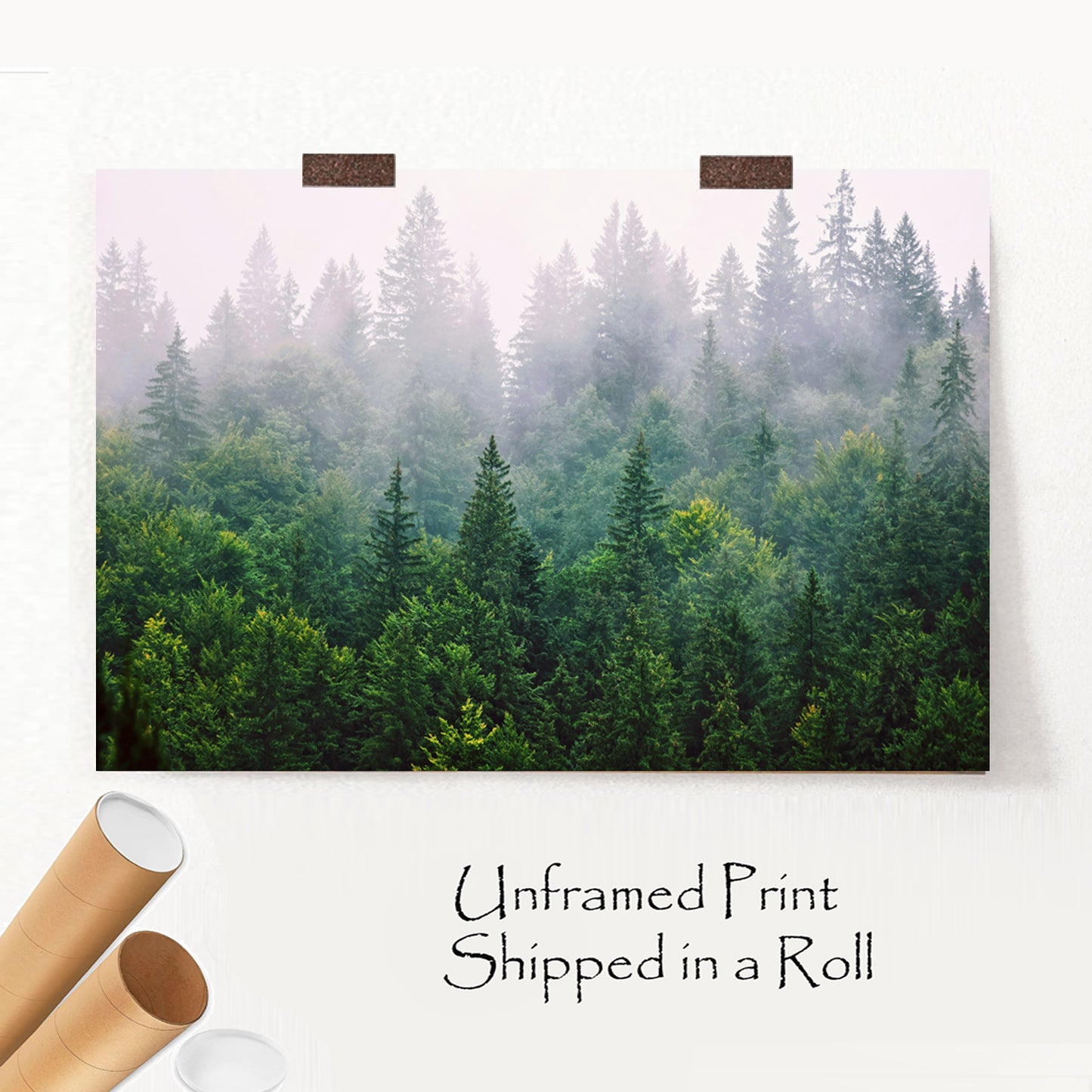 Misty forest unframed print.