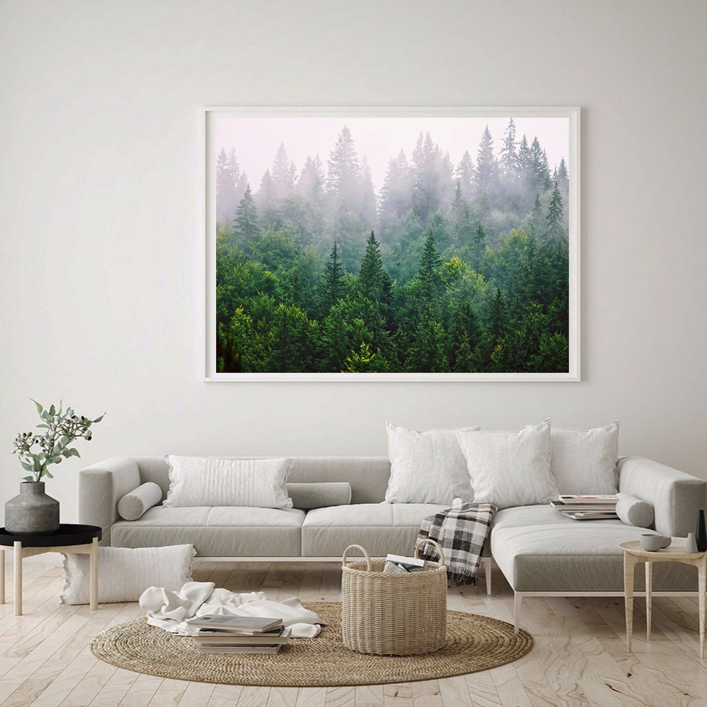 Forest art in living room.