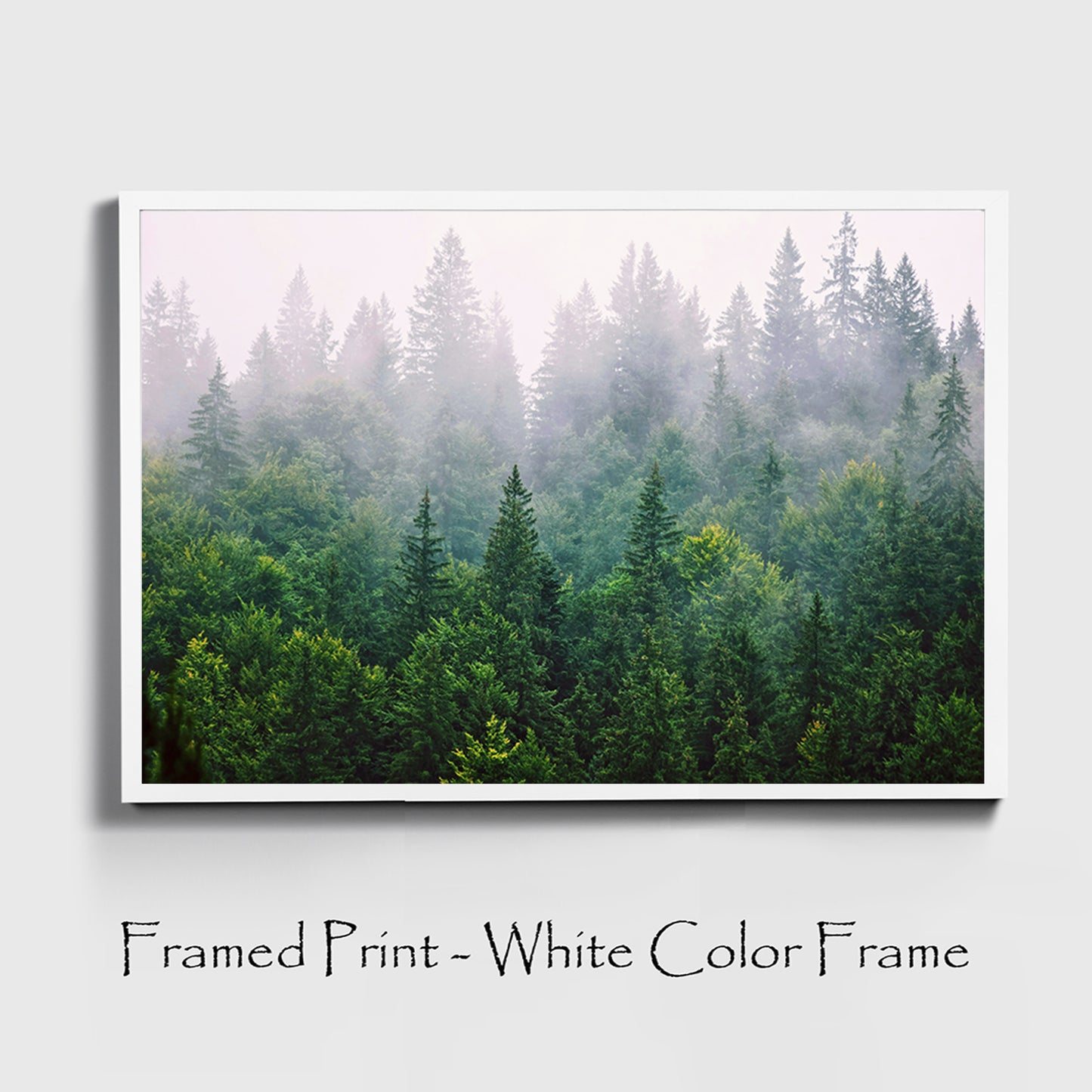 Forest print in white color frame.