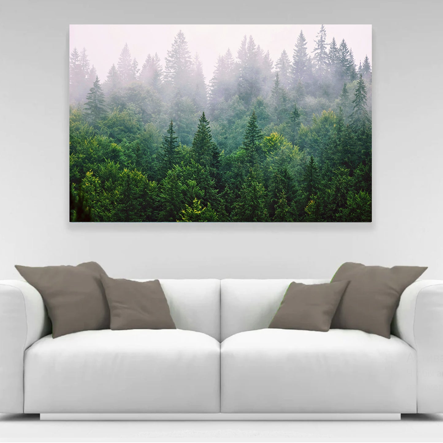 Forest canvas above the sofa.