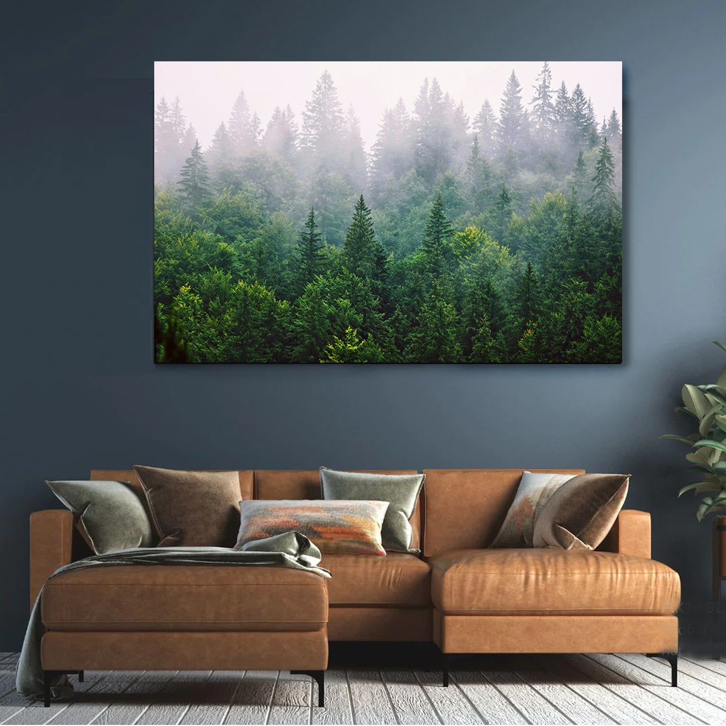 Misty Forest Landscape Framed Print | Foggy Pine Forest Large Canvas Art