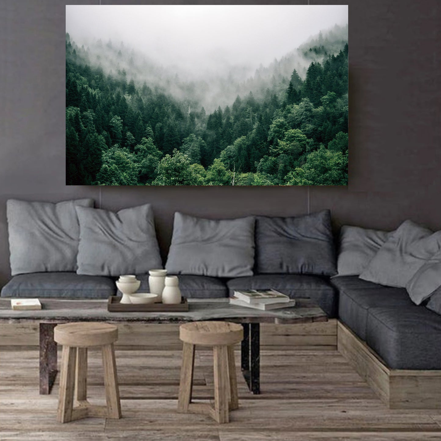 Green forest large canvas print