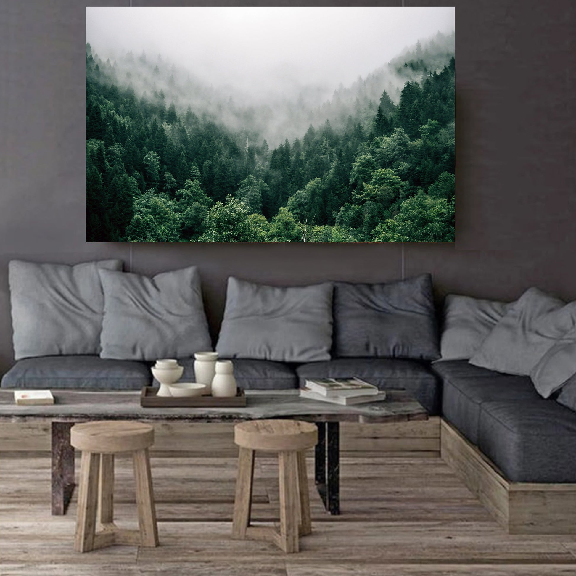 Green forest large canvas print