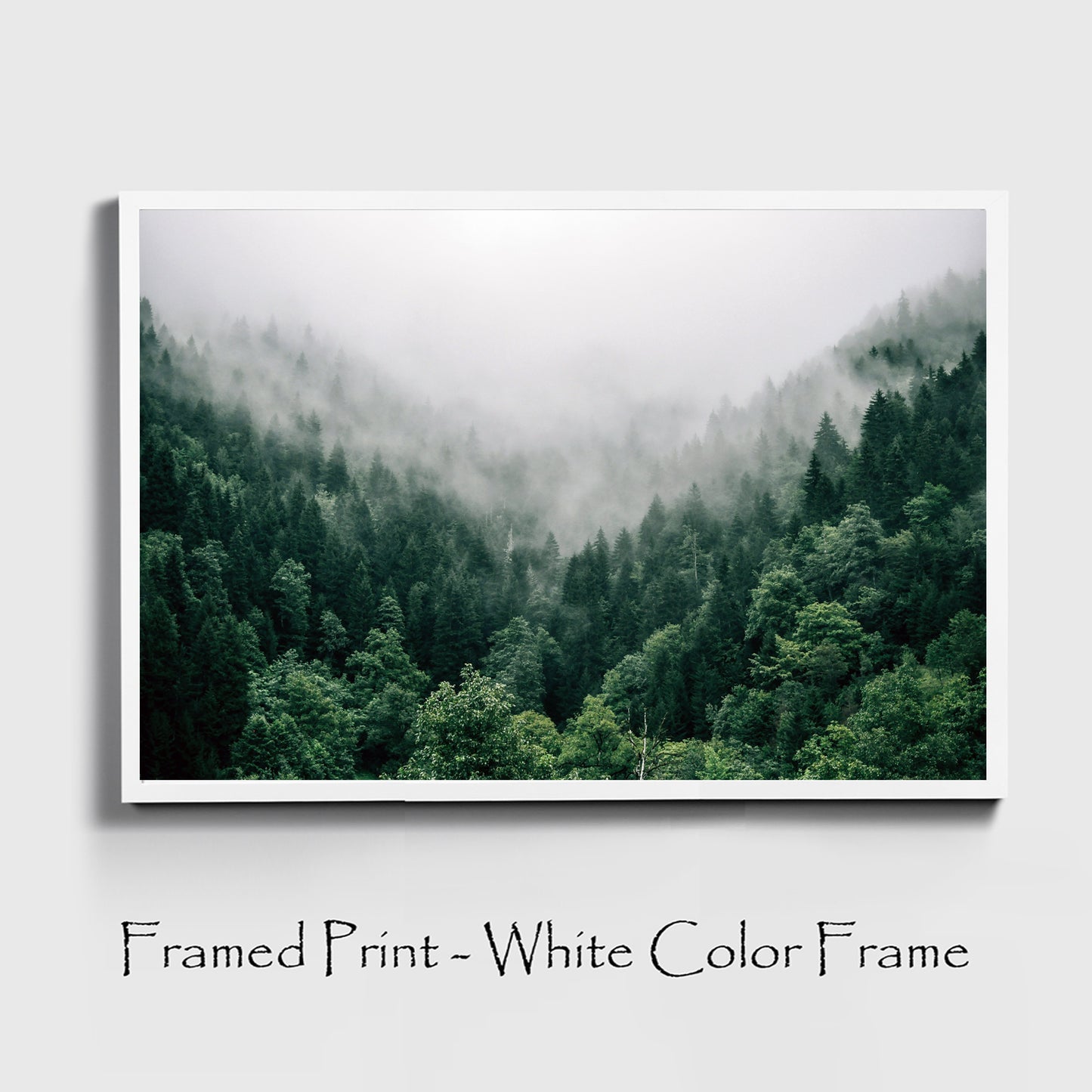 Forest print in white color frame.