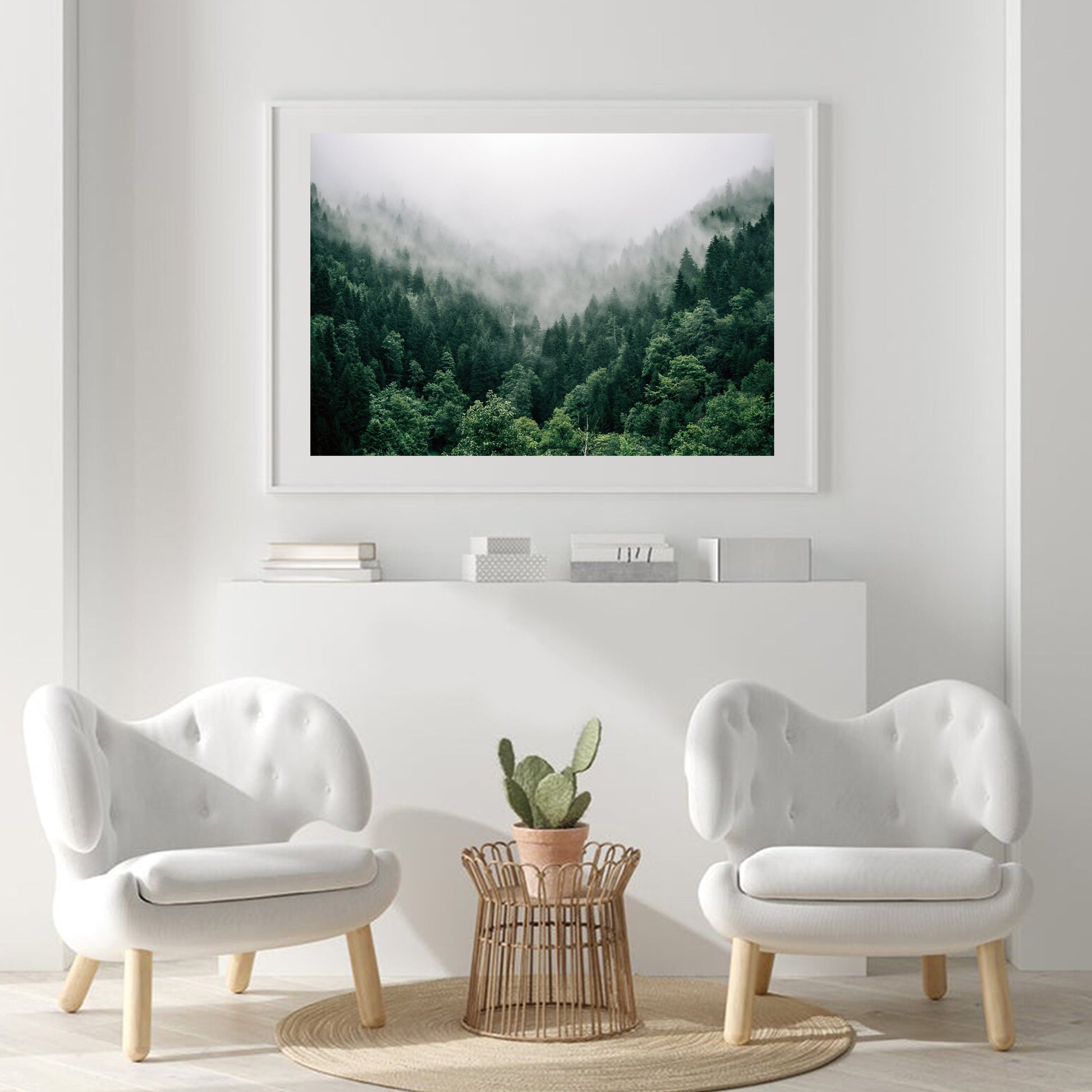 Green landscape wall art.