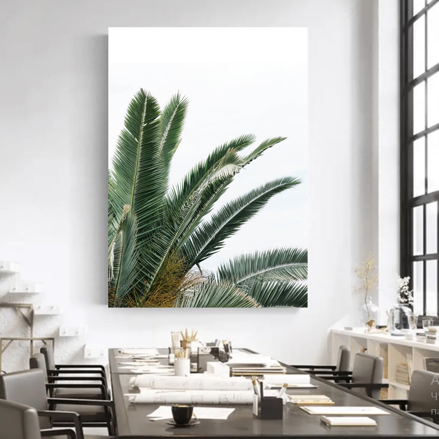 Palm tree leaves large canvas print
