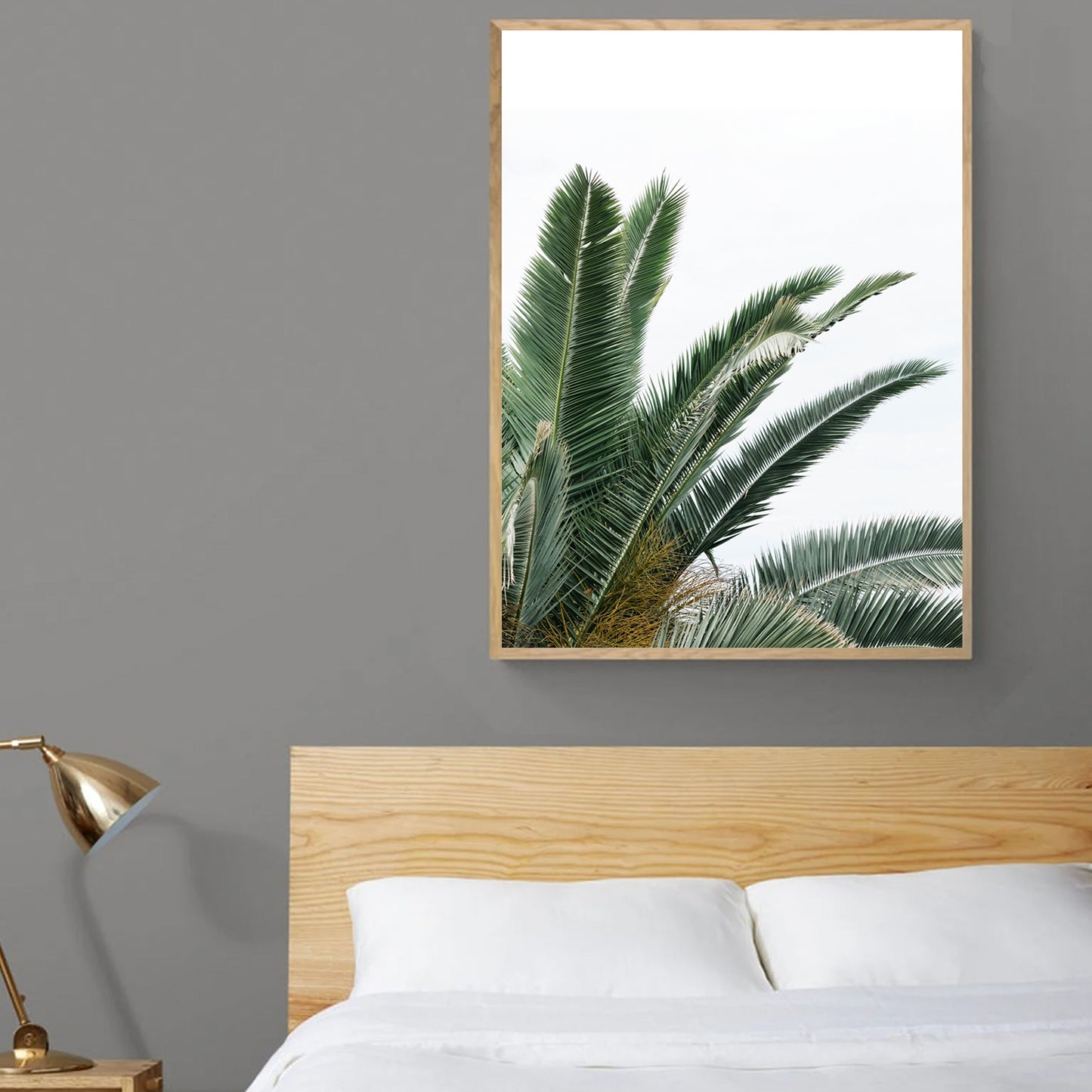 Green leaves print n bedroom.