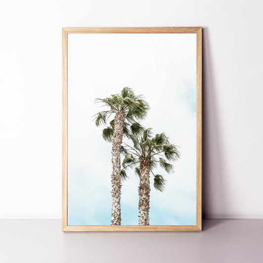 Two pam trees photo in wod color frame