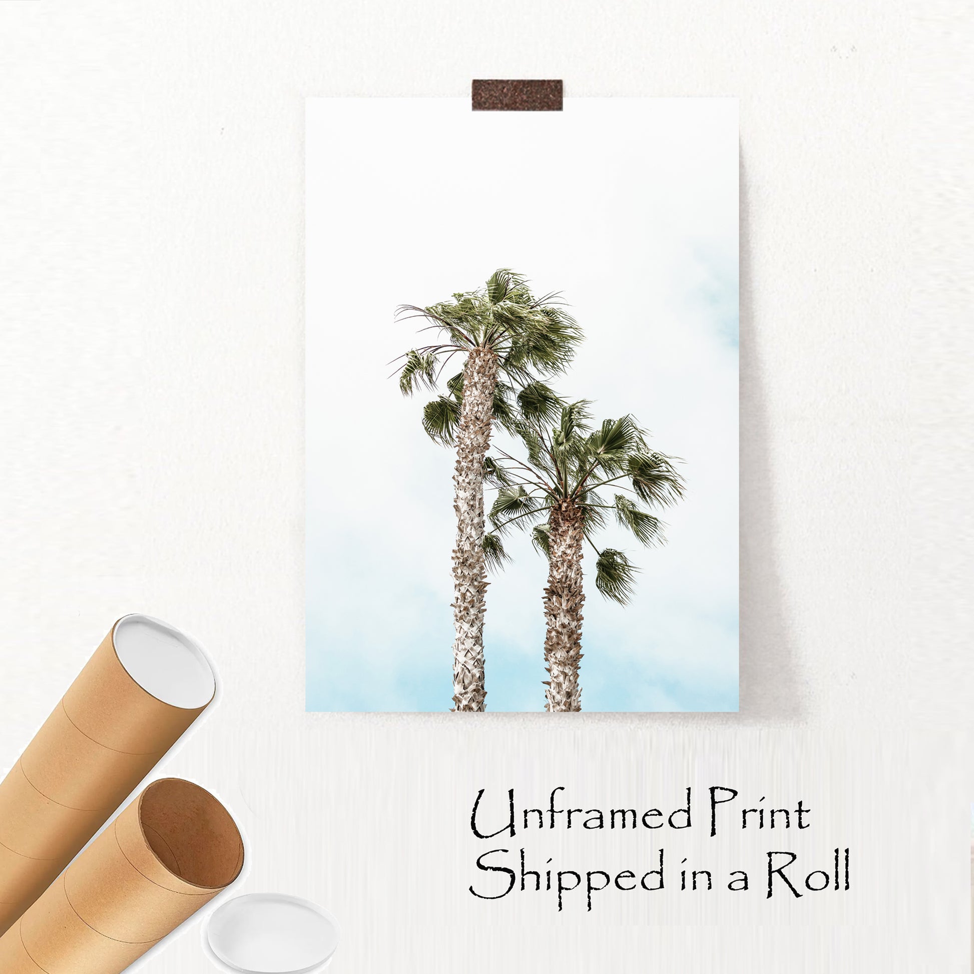Unframed print wih palm trees