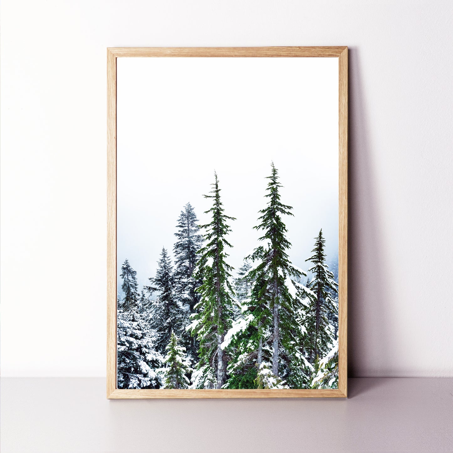Winter Forest Wall Art | Green Pine Tree Forest with Snow Large Print or Canvas