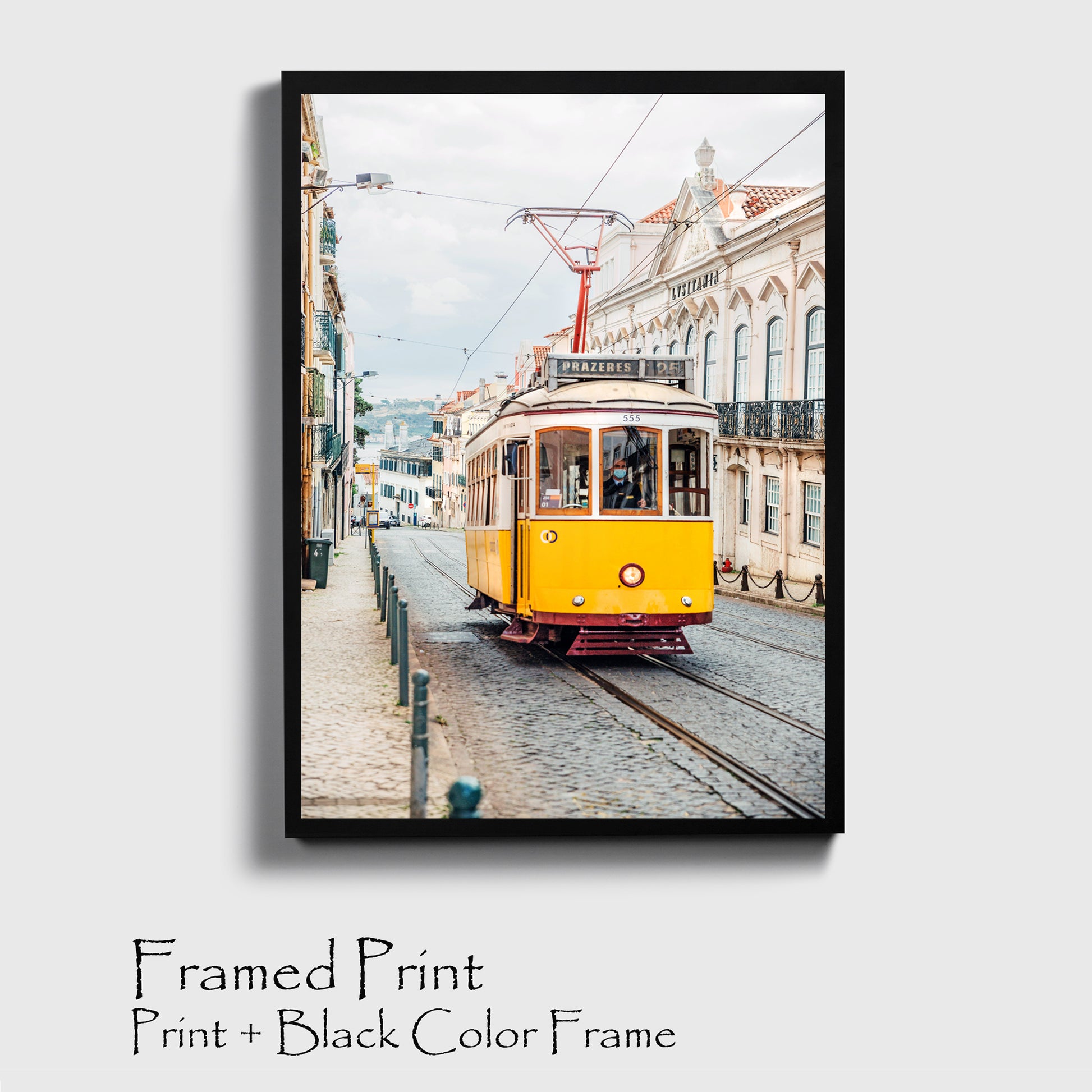 Portugal travel print in black color frame.