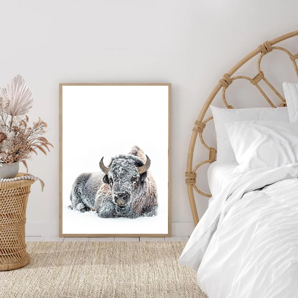 Winter wall decor in bedroom.