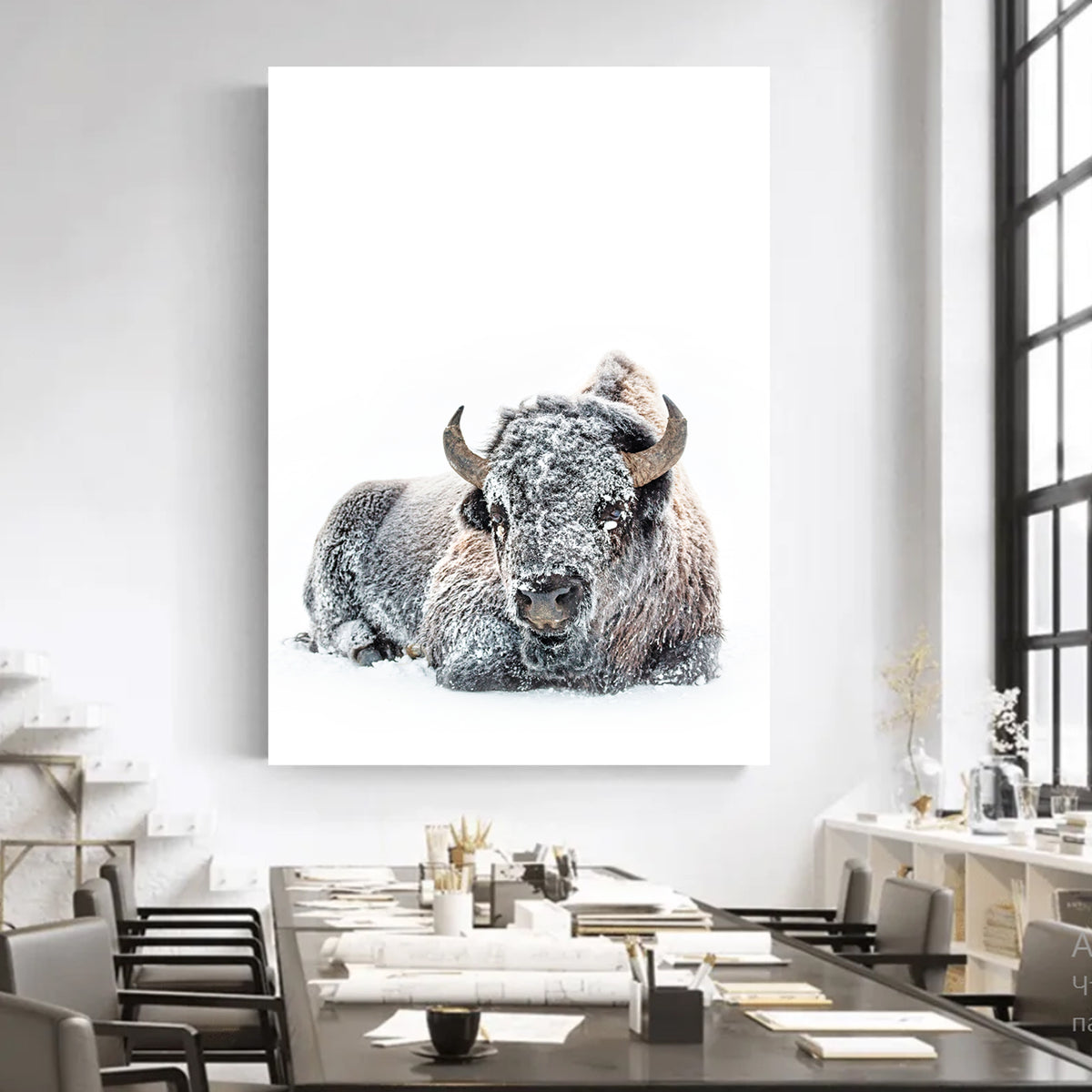 Bison canvas wall art.