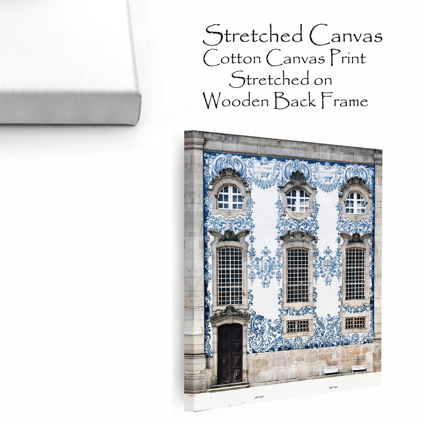 Stretched canvas with architecture photo.