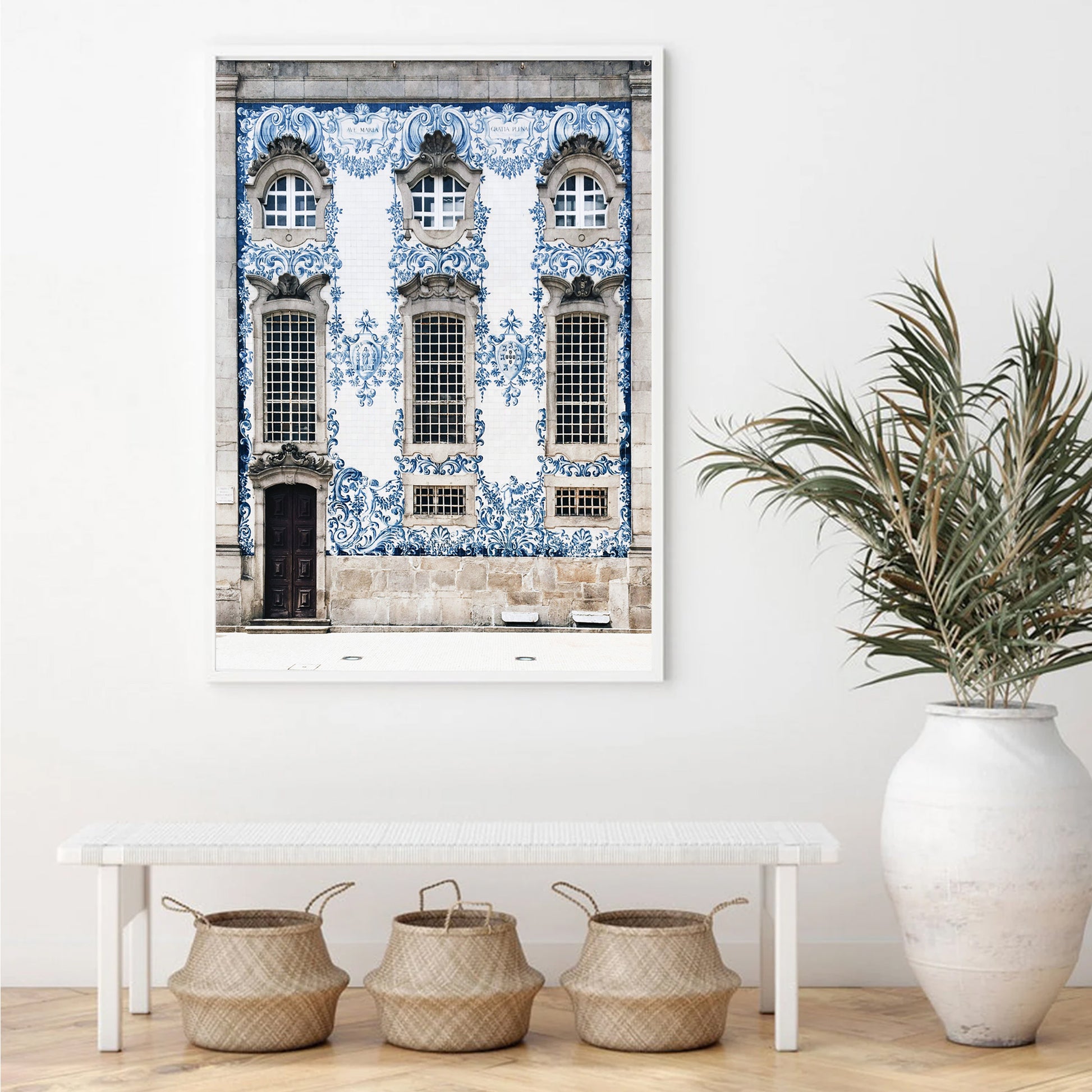 Azulejos house blue wall decor.