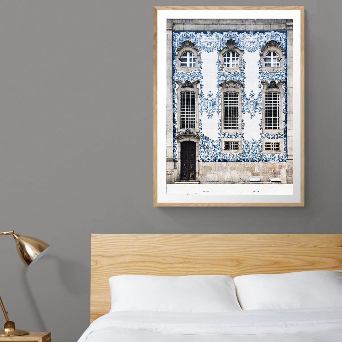 Architecture poster on gray wall.