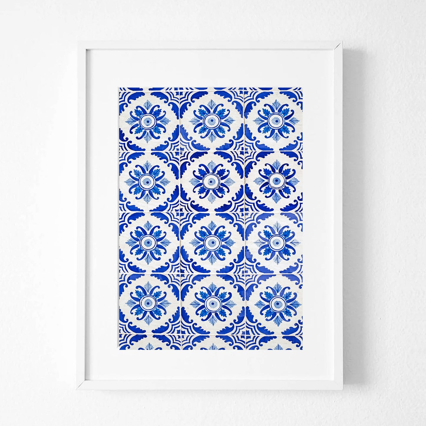 Navy Blue Geometric Ornament Wall Art | Portugal Azulejos Tiles Photo