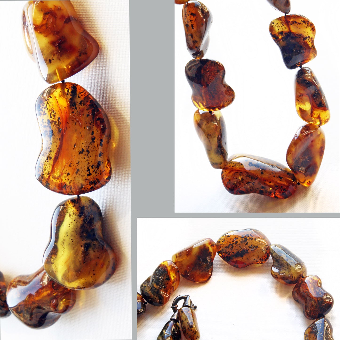 Baltic Amber Necklace, Multicolor Amber Stones Beads, Large Amber Necklace