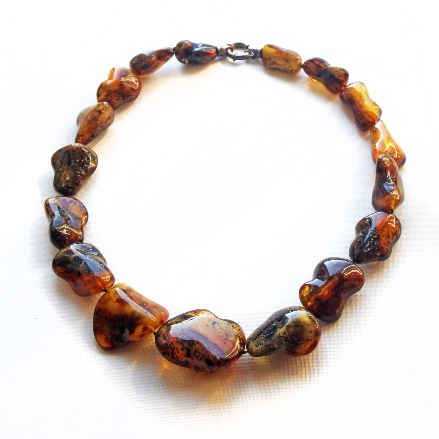 Baltic Amber Necklace, Multicolor Amber Stones Beads, Large Amber Necklace