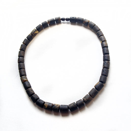 Genuine Baltic Amber Necklace, Gemstone Men's Necklace, Black Amber Stones Necklace for Men, Handmade Amber Beads